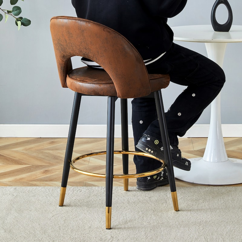 360°Rotatable Upholstered Bar Chair Side Chair Set Of 2