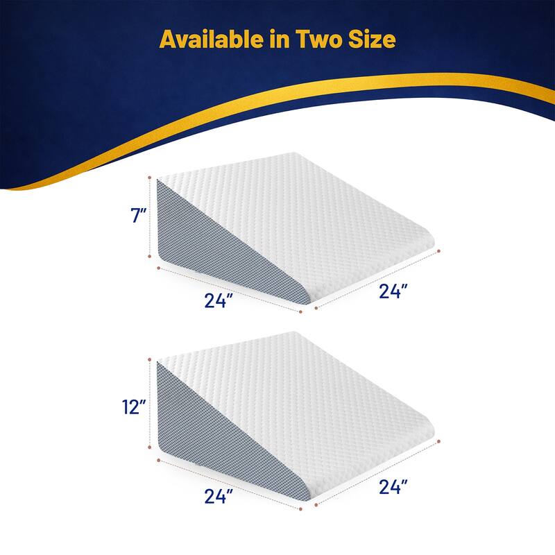 Bed Wedge Pillow, 24-Inch Wide Incline Support Cushion for Lower Back Pain, Anti Snoring, Heartburn, Multi Position, 24-Inch