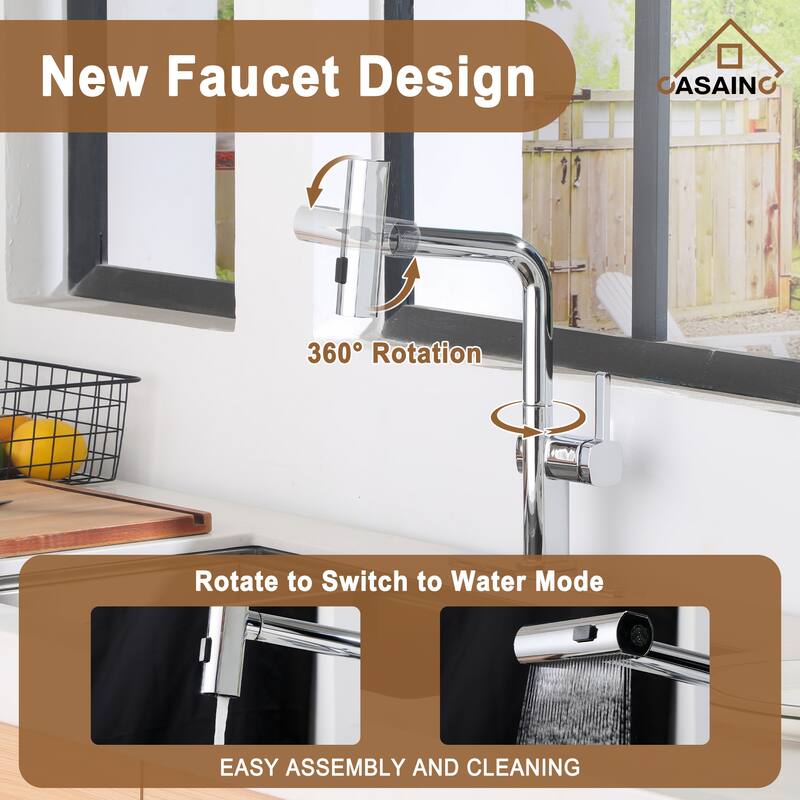 Single Handle Pull Down Sprayer Kitchen Faucet with Motion Sense Wave, Power Boost
