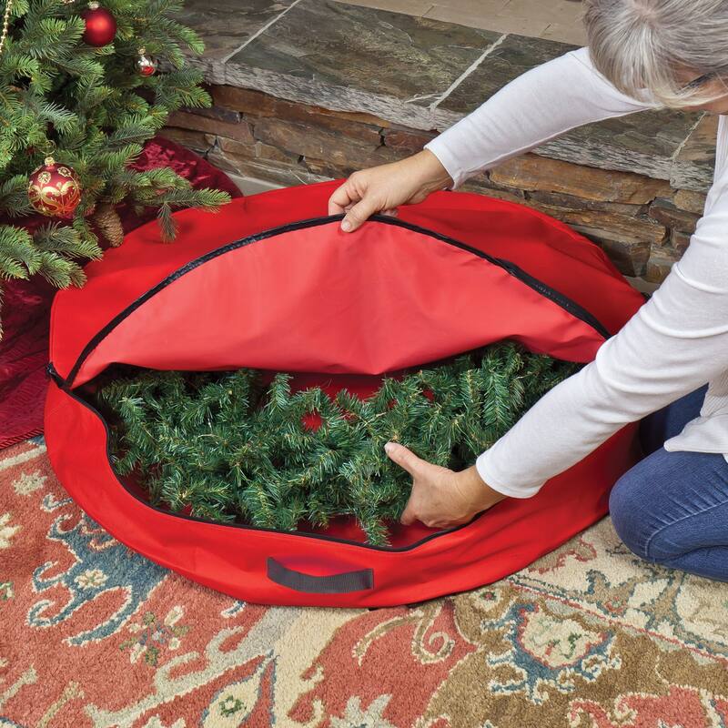 36" Red Premium Christmas Wreath Storage Bag
