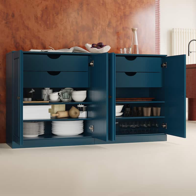 Palace Imports 100% Solid Wood 64" Sideboard with Solid Doors, 4-Drawers and Adjustable Shelves