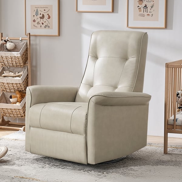 slide 2 of 30, Valentin Modern Faux Leather Swivel Power Recliner with USB Ports by HULALA HOME Beige