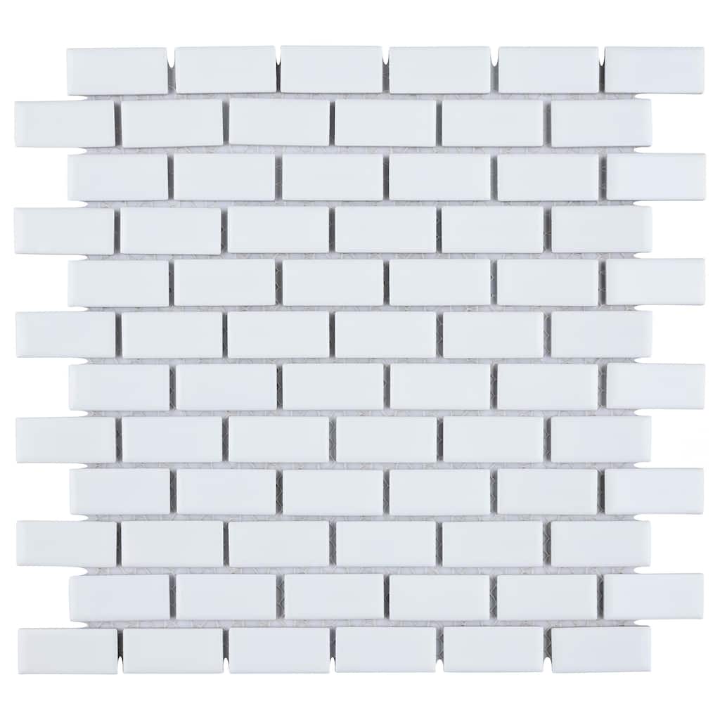 Merola Tile Hudson Subway White 11-3/4" x 12" Porcelain Floor and Wall Tile