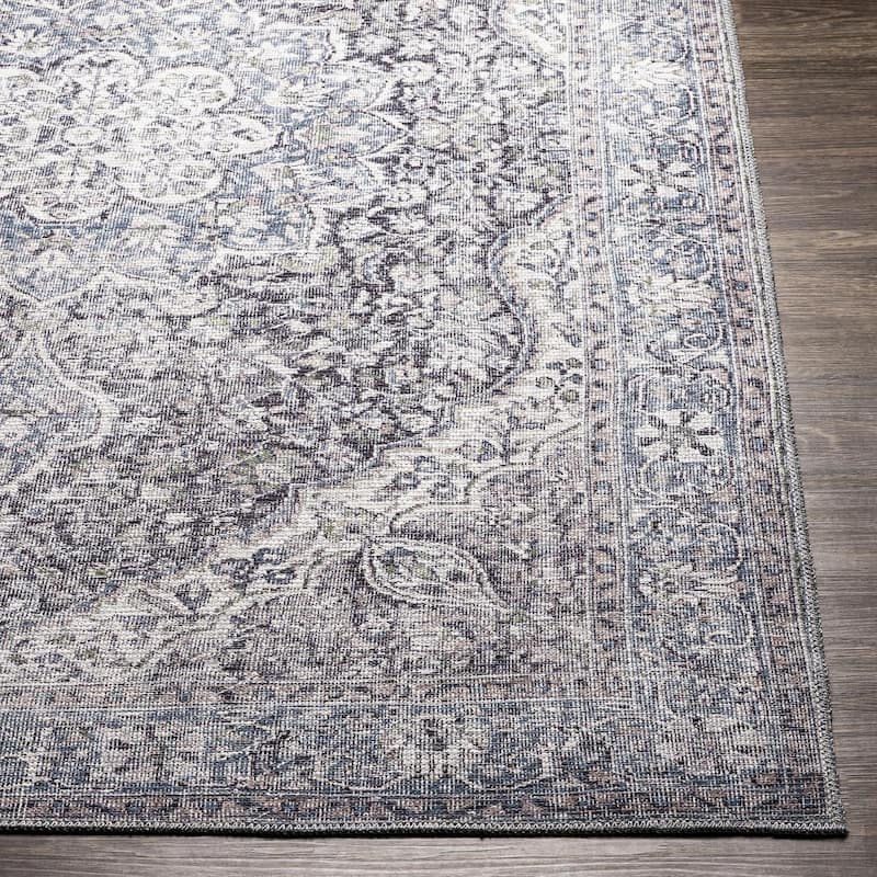 Livabliss Traditional Colin Medallion Washable Area Rug