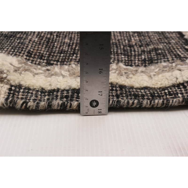 ECARPETGALLERY Hand-knotted Tangier Black, Cream Wool Rug - 9'0 x 11'9