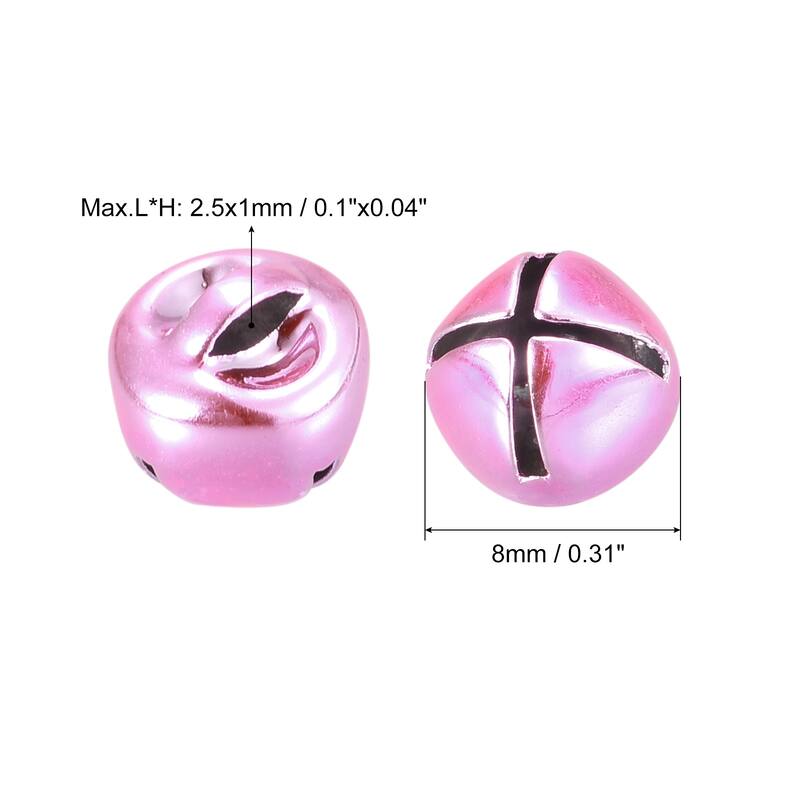 Jingle Bells, 10mm 120pcs Small Bells for Crafts DIY Christmas, Gold Tone - Pink - 8mm