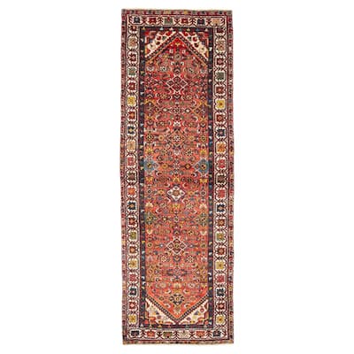 ECARPETGALLERY Hand-knotted Andelz Red Wool Rug - 3'2 x 9'8
