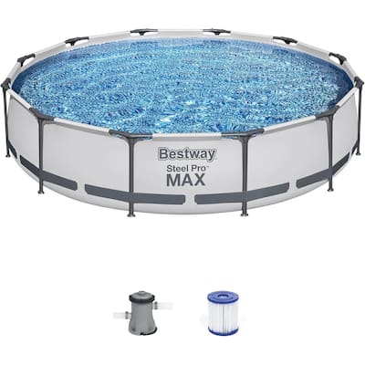 Bestway Steel Pro MAX 10'x30" Round Above Ground Outdoor Swimming Pool with Pump - 10ft. X 30in.