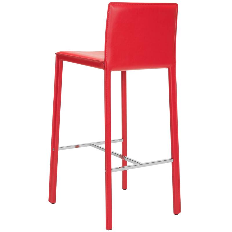 SAFAVIEH Marilynn Mid-Century 30-inch White Leather Bar Stool (Set of 2) - 18.3" x 19.7" x 39.4" - 18Wx20Dx39H