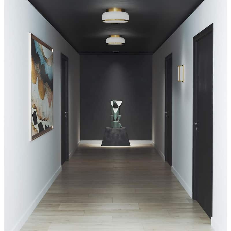 Parkhurst Collection Two-Light Brushed Bronze New Traditional 11-1 4" Flush Mount Light - 11.25 in x 11.25 in x 5.12 in