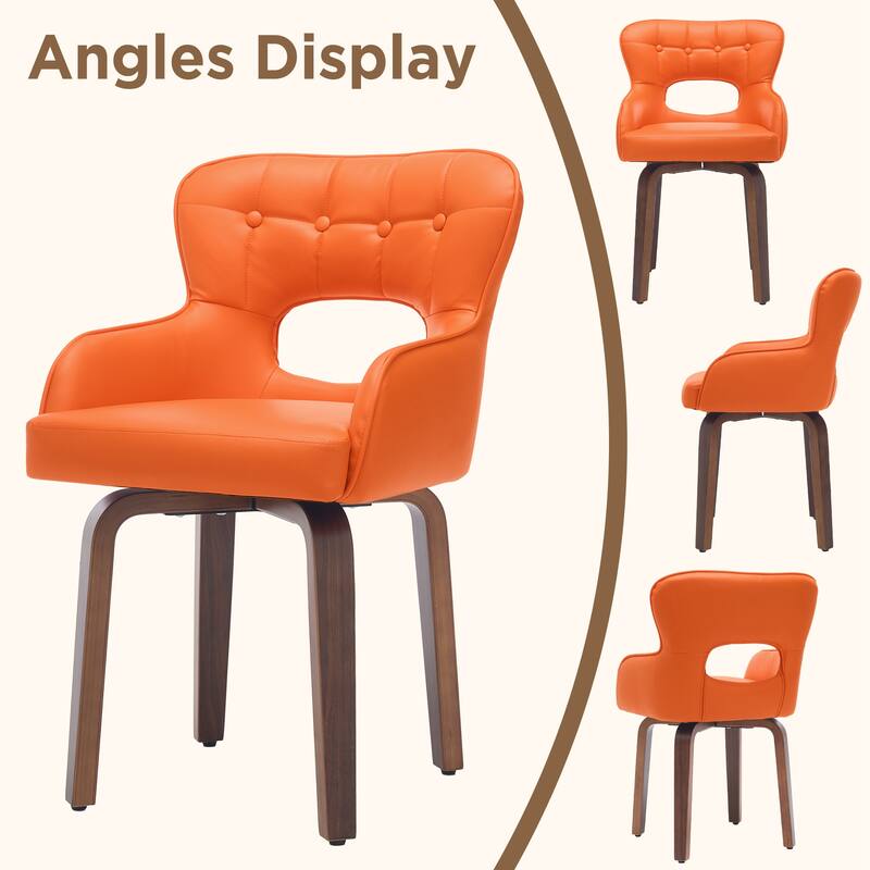 Swivel Dining Chairs Set of 2, Faux Leather Upholstered Kitchen Chairs