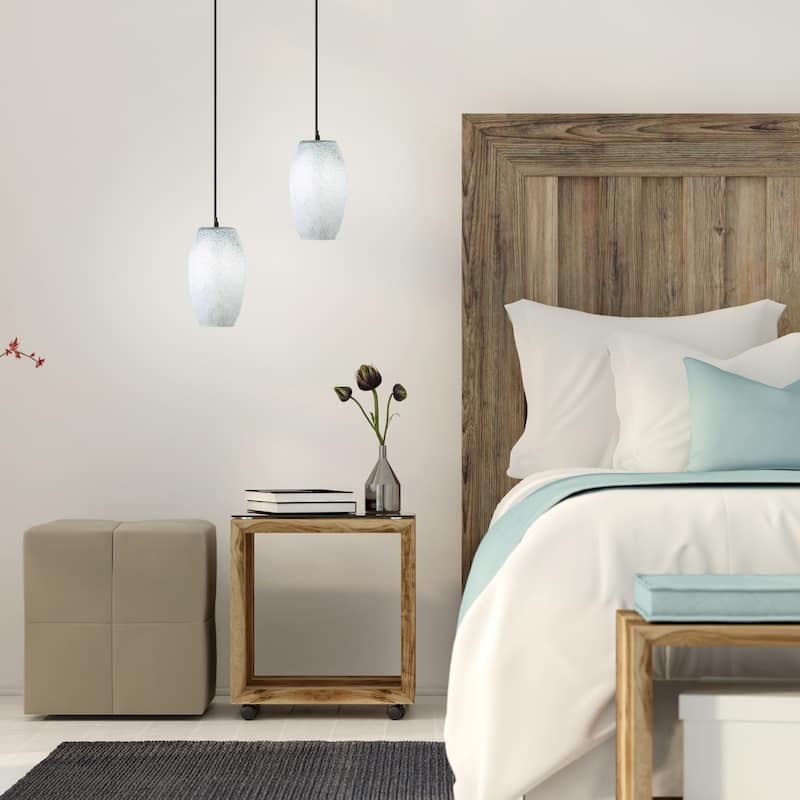 Eliza River of Goods Black Metal and Glass 6-Inch Pendant Light with Adjustable Hanging Cord - 6" x 6" x 70.75"