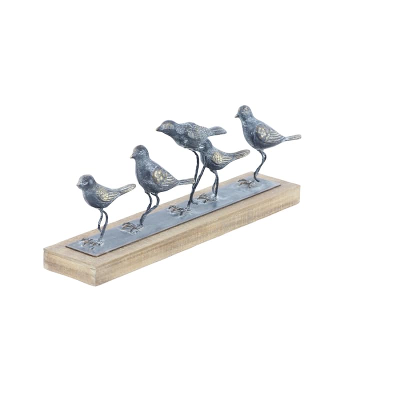 Grey Iron Farmhouse Sculpture Birds 7 x 18 x 4 - 18 x 4 x 7