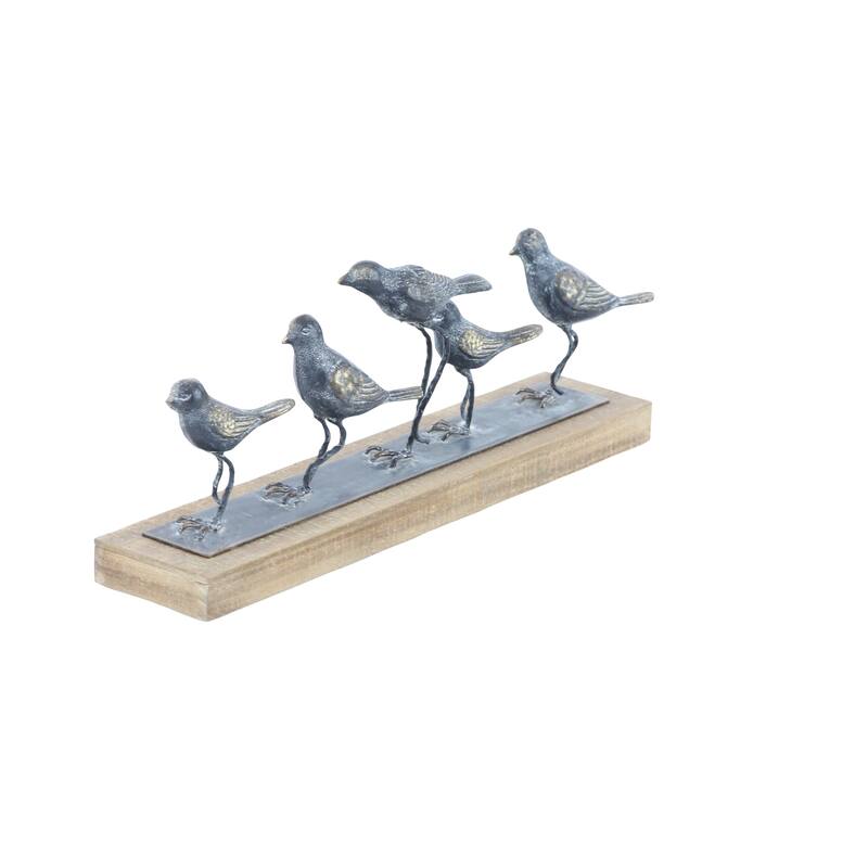 Metal Bird Sculpture - Gray - Roche River Decor - 4"W x 18"L x 7"H