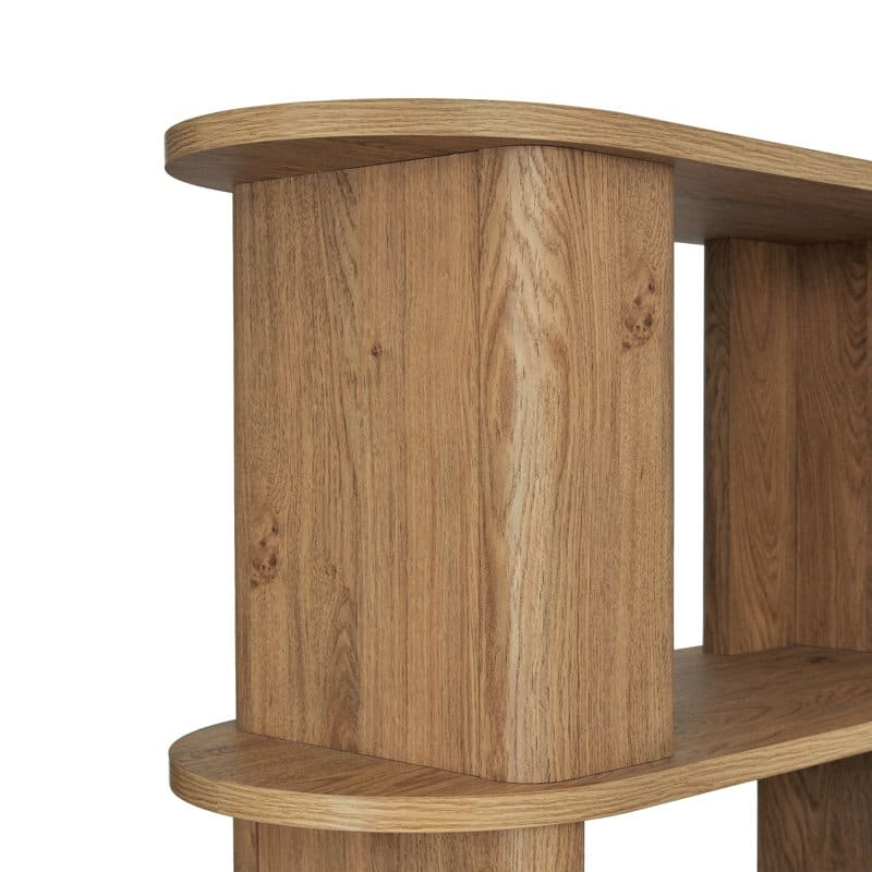 Studio London Low and Tall Oak Wood Effect Bookcase with Compact 2-Shelf Design