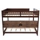 preview thumbnail 28 of 38, Queen Over Queen Size with Underbed Storage Bookcase and Charging Station, Wood Bunk Bed Frame with Panel Guardrails and Ladder