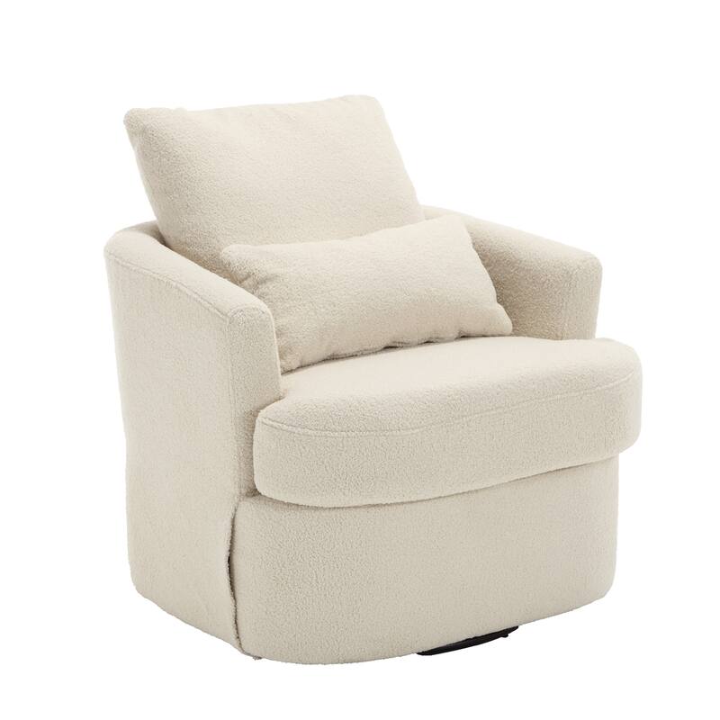 32.68" Swivel Barrel Chair with Metal Base