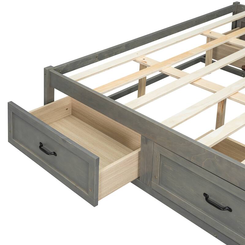 Queen Size MDF Platform Bed with 6 Storage Drawers and 400lb Weight Capacity