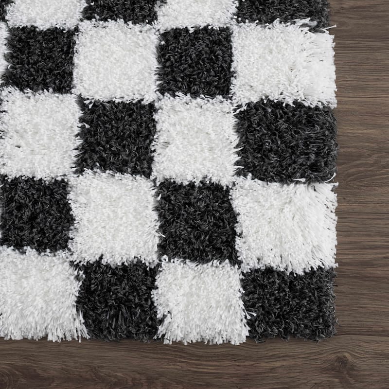 Hauteloom Atira Living Room, Bedroom Area Rug - Contemporary - Plush Pile - Light Gray,Cream - 7'10" x 10'3"