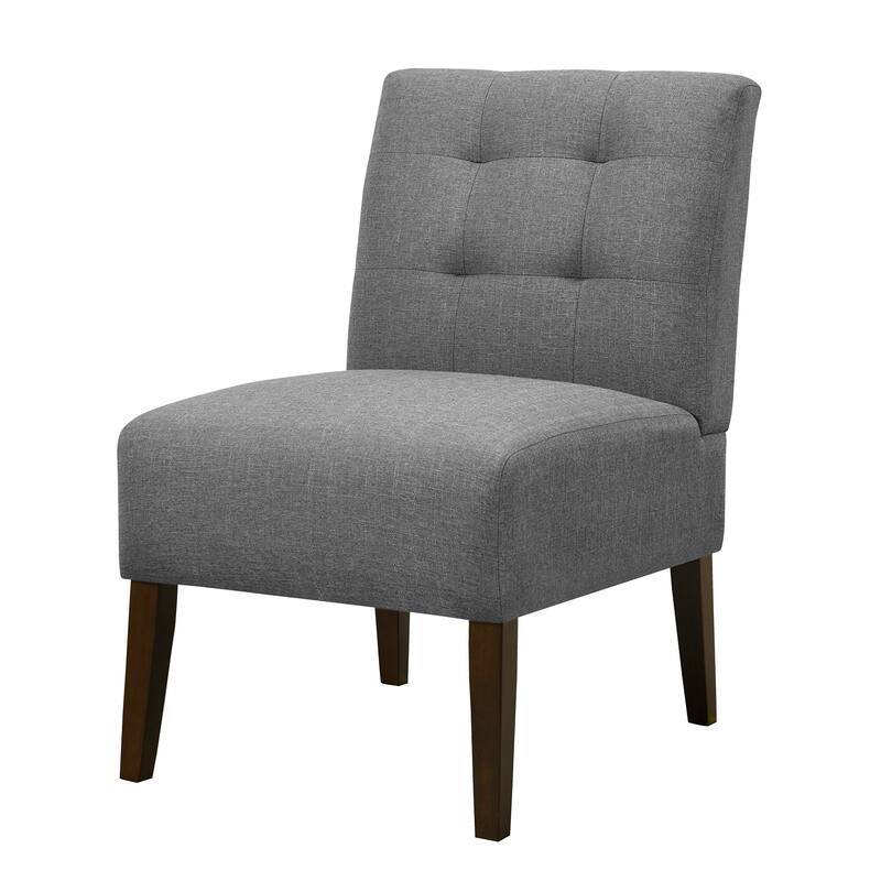 Orange Modern Armless Accent Chair - Tufted Upholstery, Wood Legs, Pin Back, Multi-Scene Fabric Side Chair