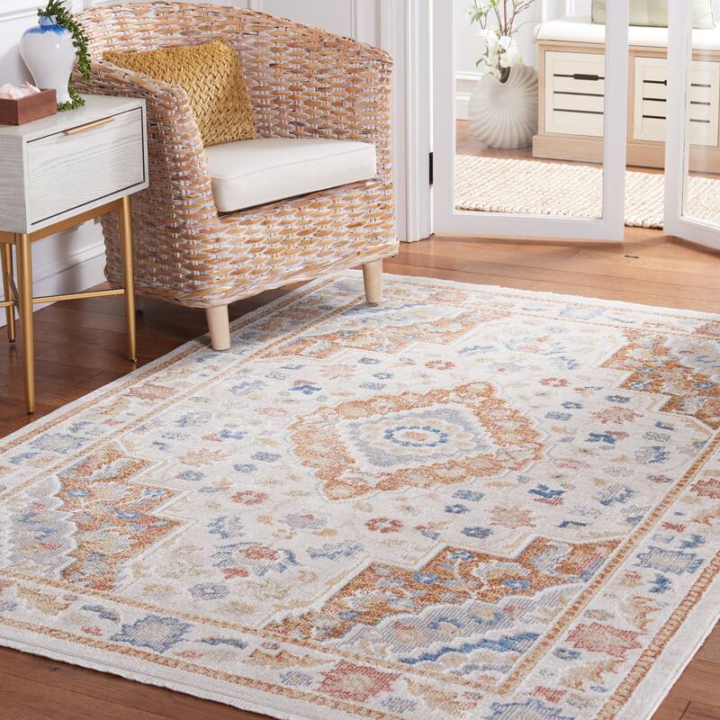 SAFAVIEH Blair Machine Washable Colombina Slip Resistant Oriental Rug - 9' x 12' - Beige/Rust
