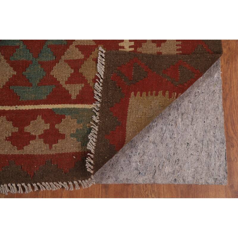 Hand Woven Oriental 100% Wool Carpet Southwestern Geometric Multi-Colored Kilim Area Rug - 10' 0'' X 6' 10''