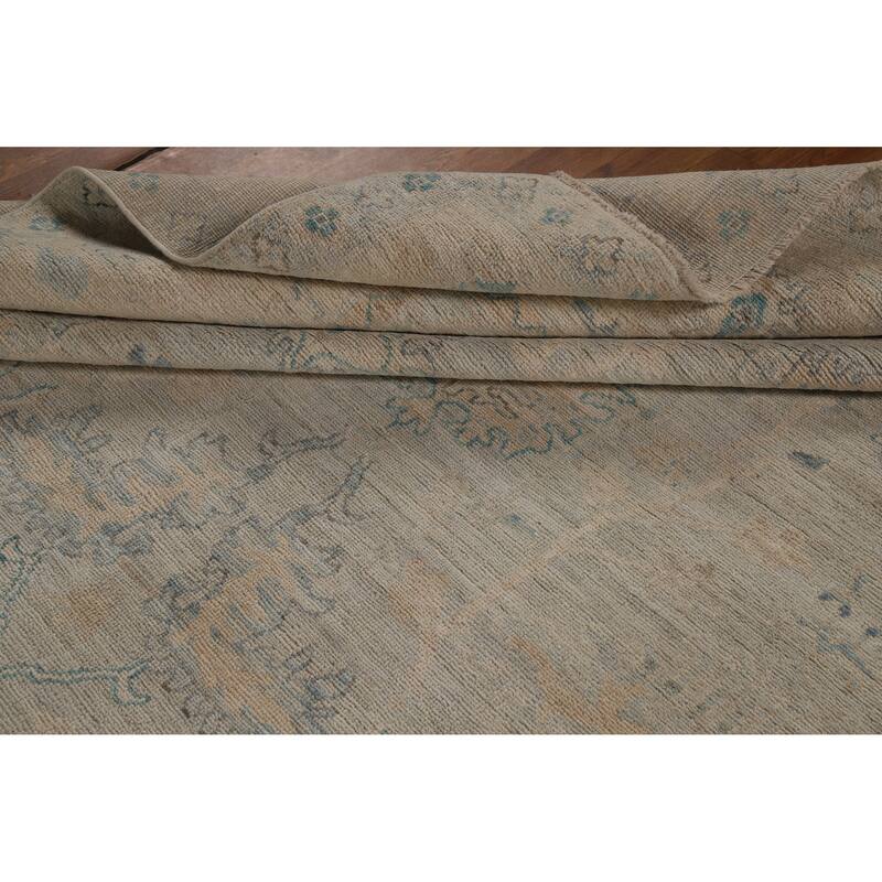 Hand Knotted Oriental 100% Wool Carpet Transitional All-Over Beige & Ivories Oushak Area Rug - 10' 6'' X 8' 2''