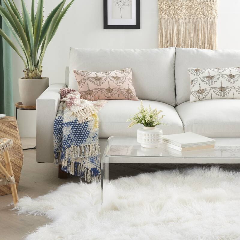 HomeRoots Brilliant Blush Pink Lumbar Pillow