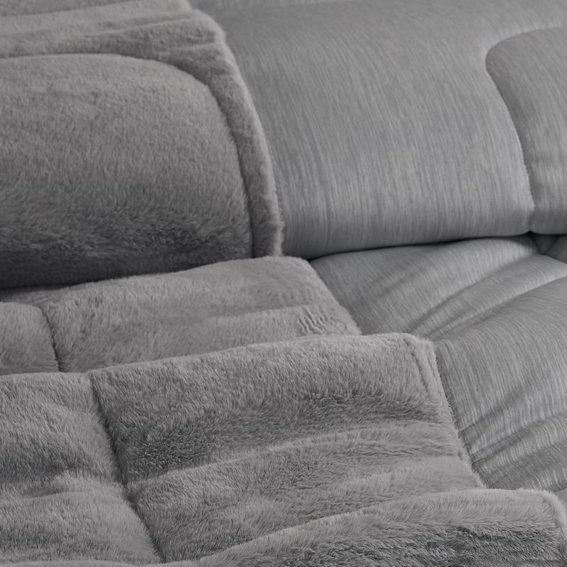 Opposites Attract® - Coma Inducer® Oversized Comforter Set - Plush Chartreux Gray + Cooling Silver Gray