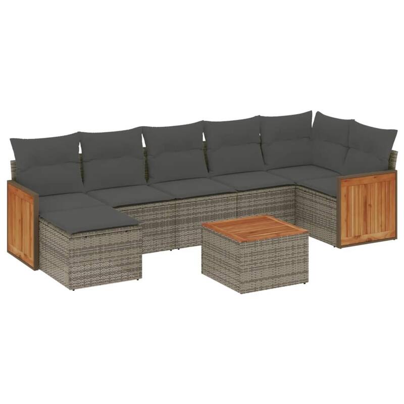 vidaXL Patio Sofa Set with Cushions Outdoor Conversation Furniture Poly Rattan
