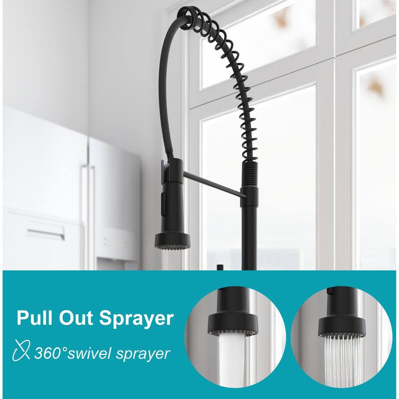 Matte Black High Arc Spring Style Touch Control Kitchen Faucet with Pull Out Sprayer