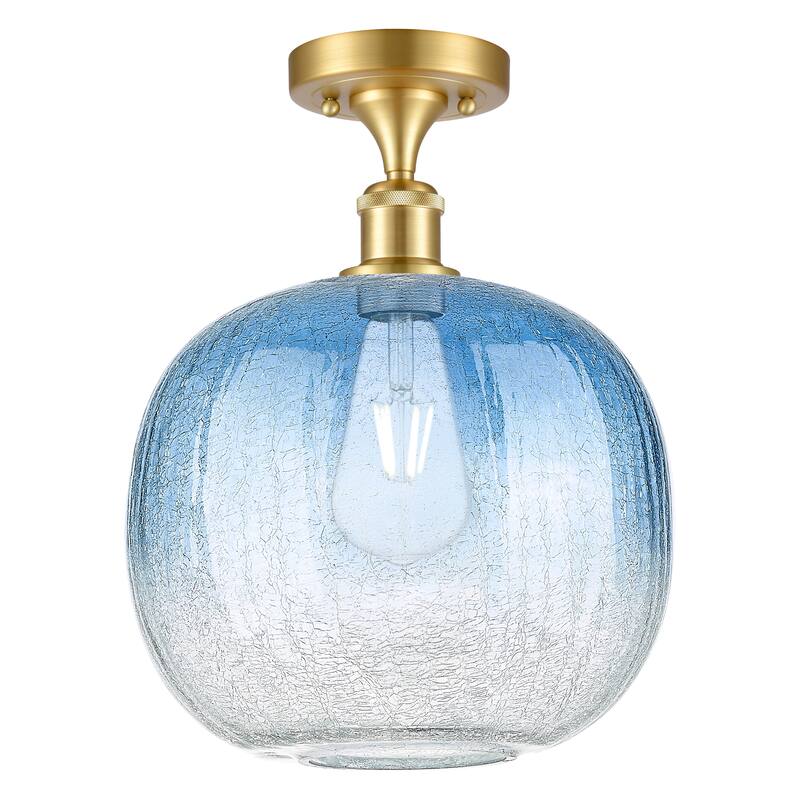 Innovations Lighting Endless Possibilities Ballston - Brookhaven Sphere - 1 Light 11" Semi-Flush Mount - Satin Gold/Sapphire Blue