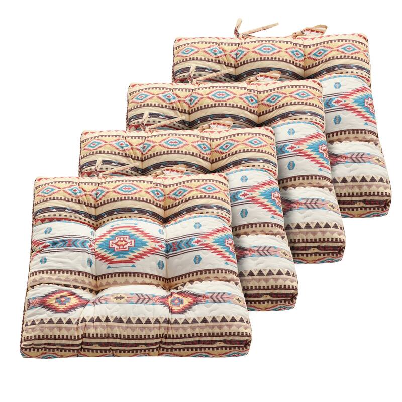The Curated Nomad San Carlos Tan Triple Layered Chair Pad - 18 inches x 18 inches - Set of 4