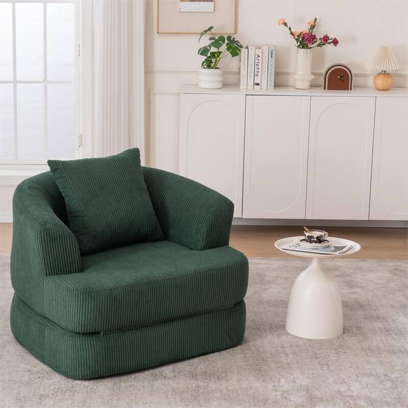 Corduroy Foldable Single Recliner Sofa