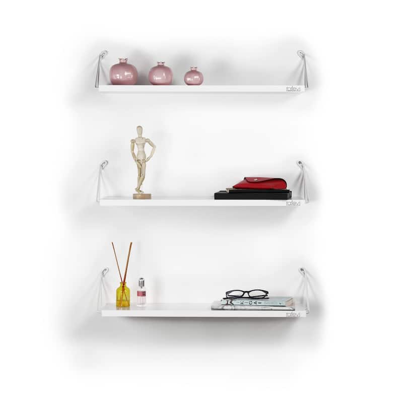 Altora Wood Base Modern Triple Shelf - White