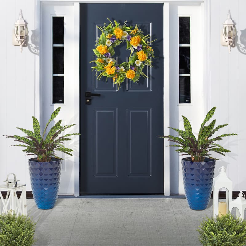 Glitzhome Oversized Eco-Friendly PE Tall Planter Porch Flowerpot (Set of 2)