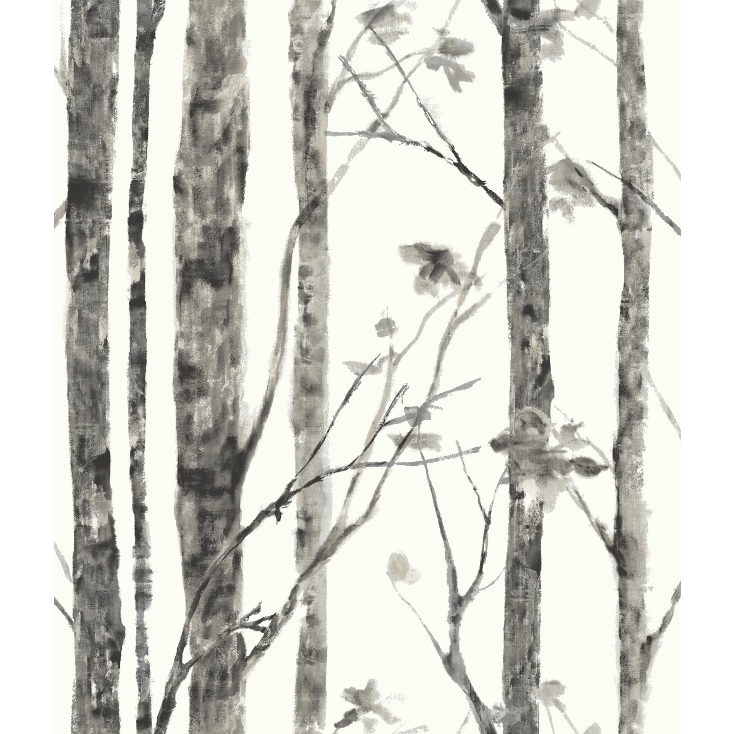 RoomMates White & Grey Trees Peel and Stick Wallpaper
