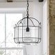 preview thumbnail 4 of 2, Harmon 14.25" 1-light Matte Black Pendant w/ Clear Seeded Glass & Outer Cage