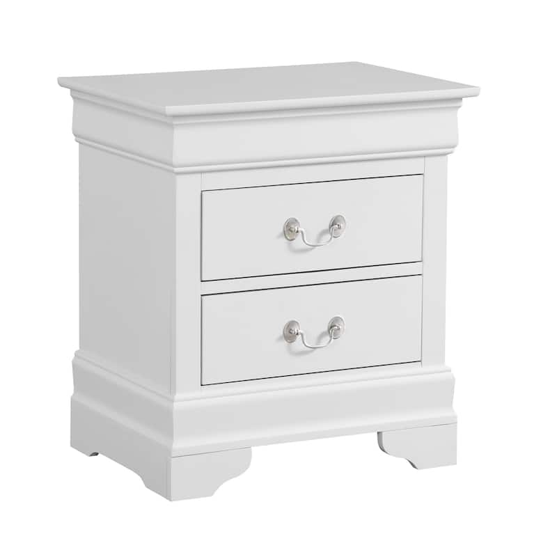 Modern White Wood 2-Drawer Nightstand Bed Side Table