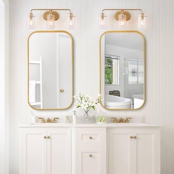 Shop Glam 3 Lights Wall Bathroom Vanity Lighting Golden Wall