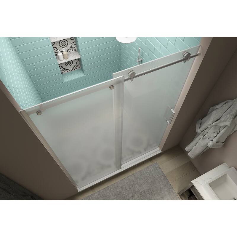Coraline XL 60 - 64 in. x 80 in. Frameless Sliding Shower Door with Ultra-Bright Frosted Glass