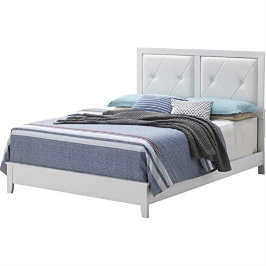 White Full Bed with Transitional Style, Durable Frame and Sleek Finish for Bright and Comfortable Bedroom Retreats