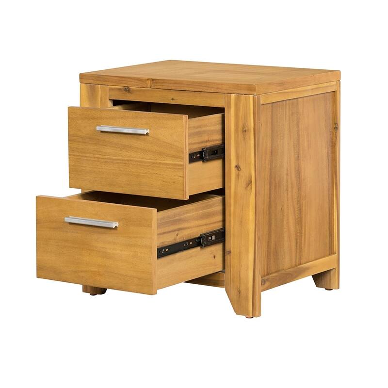 Nightstand Brown Office Wooden Accent Cabinet, Magazine Storage Cabinet, Living Room Small Storage Cabinet with 2 Drawer