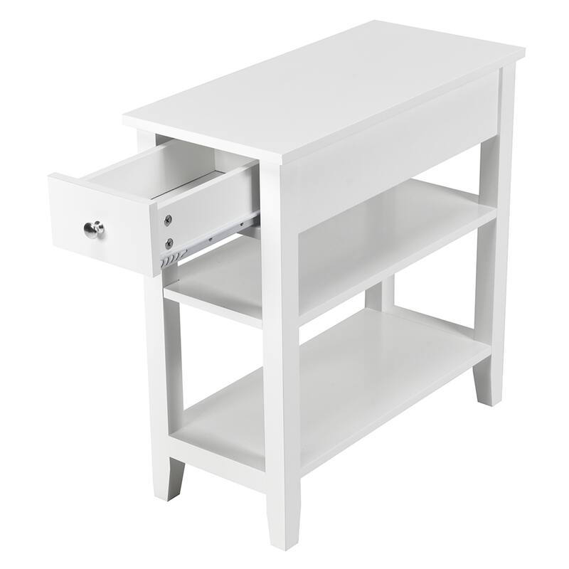 Gymax 3 Tier Nightstand Bedside Table Sofa Side End Table w/Double