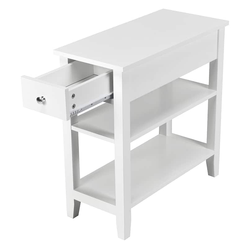 Gymax Set of 2 3Tier Nightstand Bedside Side End Table w/Double