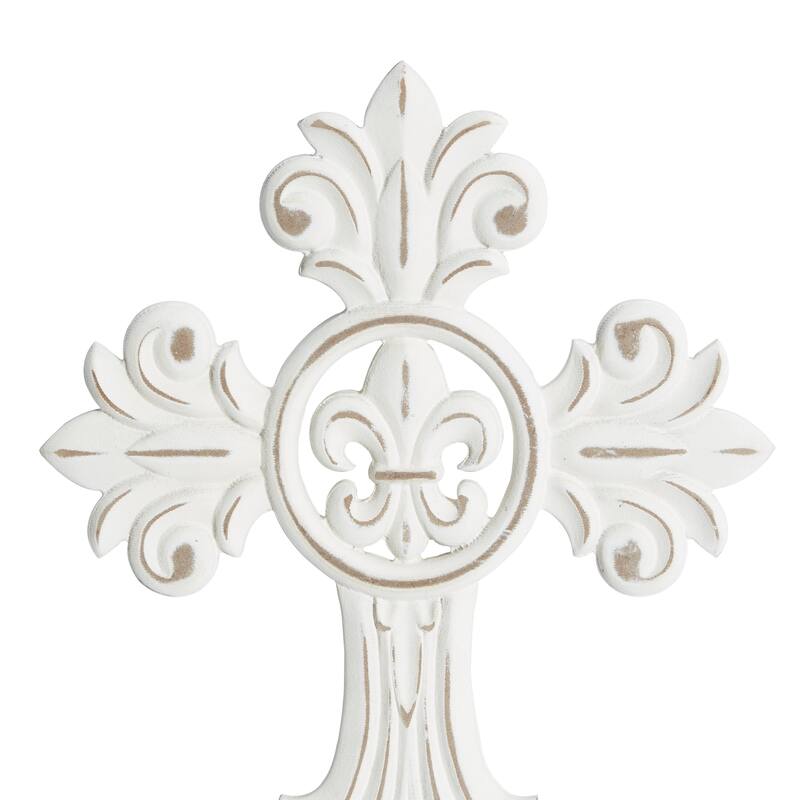 Wooden Cross Carved Cross Home Wall Decor - Set of 3 White - Roche River Decor