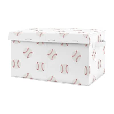 Sweet Jojo Designs Red and White Sports Baseball Patch Collection Boy Kids Fabric Toy Bin Storage