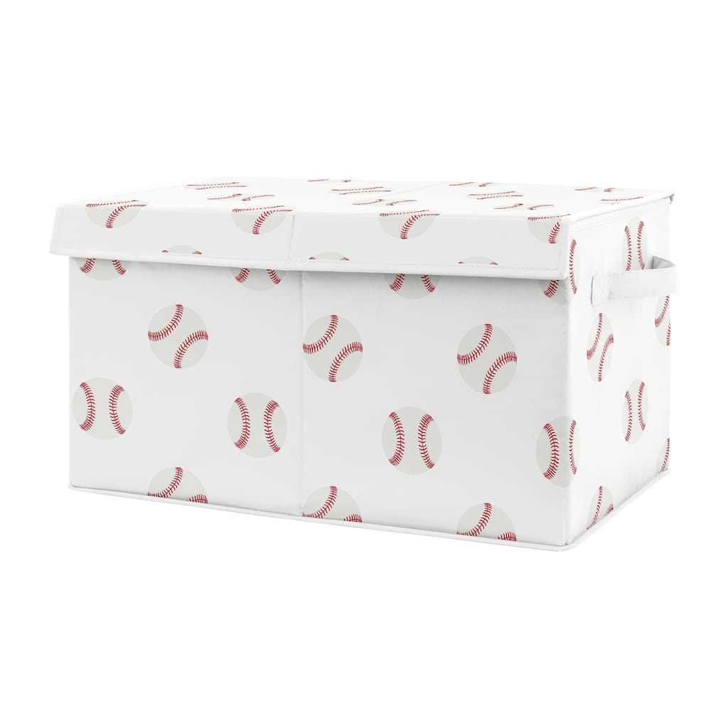 Sweet Jojo Designs Red and White Sports Baseball Patch Collection Boy Kids Fabric Toy Bin Storage