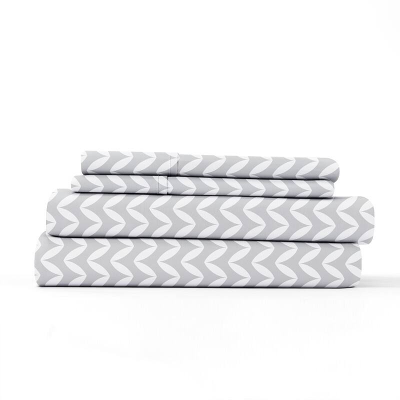 Becky Cameron Puffed Chevron Pattern 4 Piece Deep Pocket Bed Sheet Set