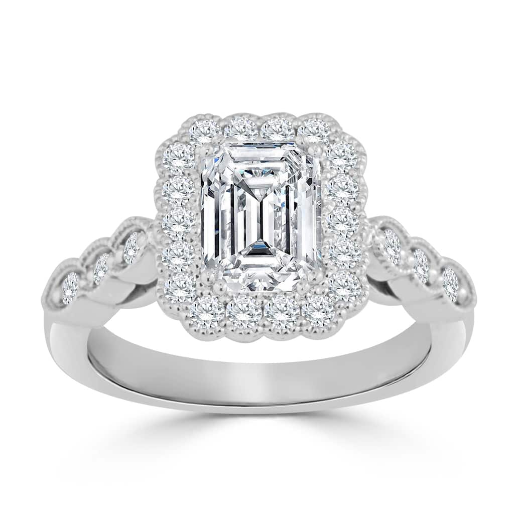 Auriya 14k Gold 2 1/2ctw Vintage Emerald-cut Halo Diamond Engagement Ring (H-I, VS1-VS2)